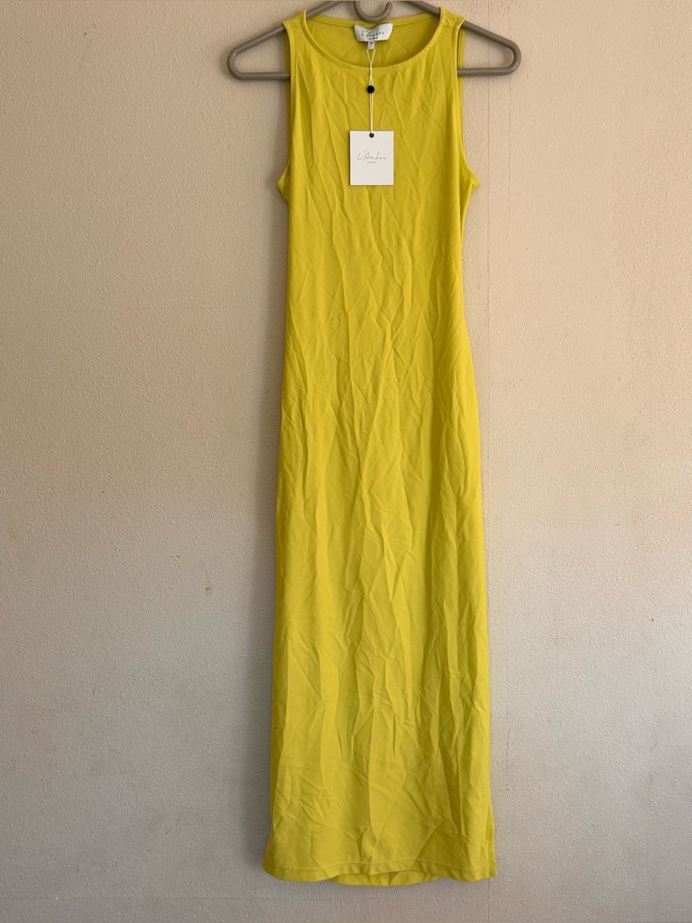 L’Academie Womens Small Yellow Backless Maxi Slip Dress